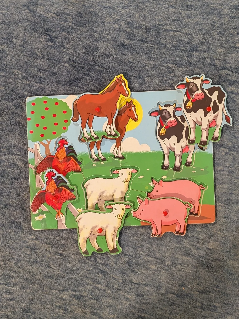 Wooden Farm Animal Puzzle Board - 5 Pieces